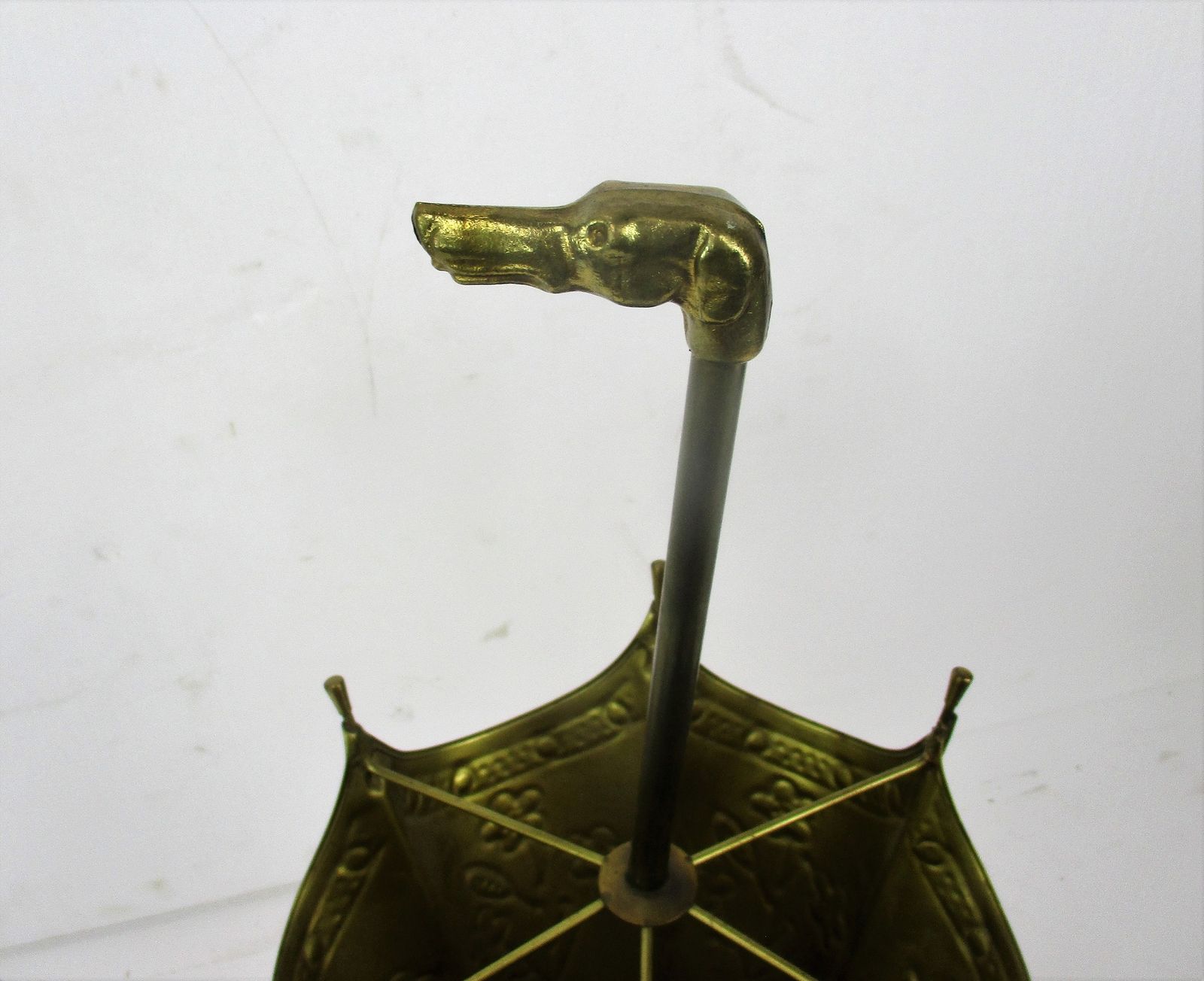 Greyhound Dog Umbrella Kane Stand Hammered Brass 40s Mid Century Modern French 3 photo Home Decor