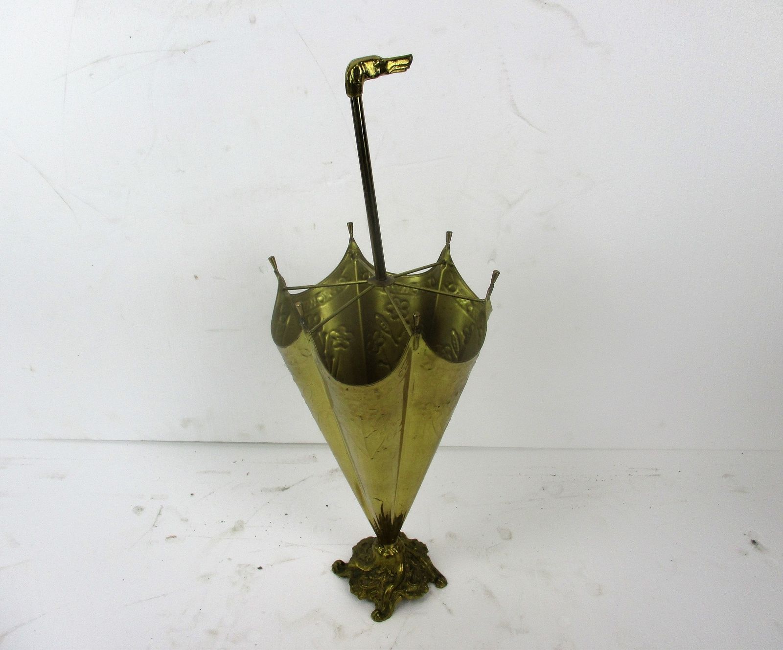Greyhound Dog Umbrella Kane Stand Hammered Brass 40s Mid Century Modern French 3 photo buy