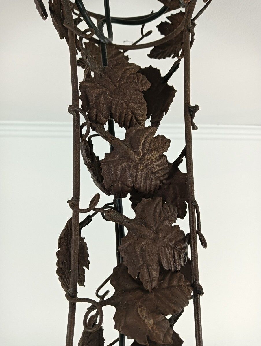 Vintage Chandelier Fixture Wrought Iron Glass Purple Grapes Iron Leafs Modernist photo vintage