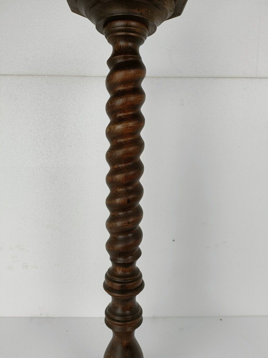 Hand Carved Wooden Barley Twist Pedestal Display Side Table Plant Stand Barn Cou photo vinterior
