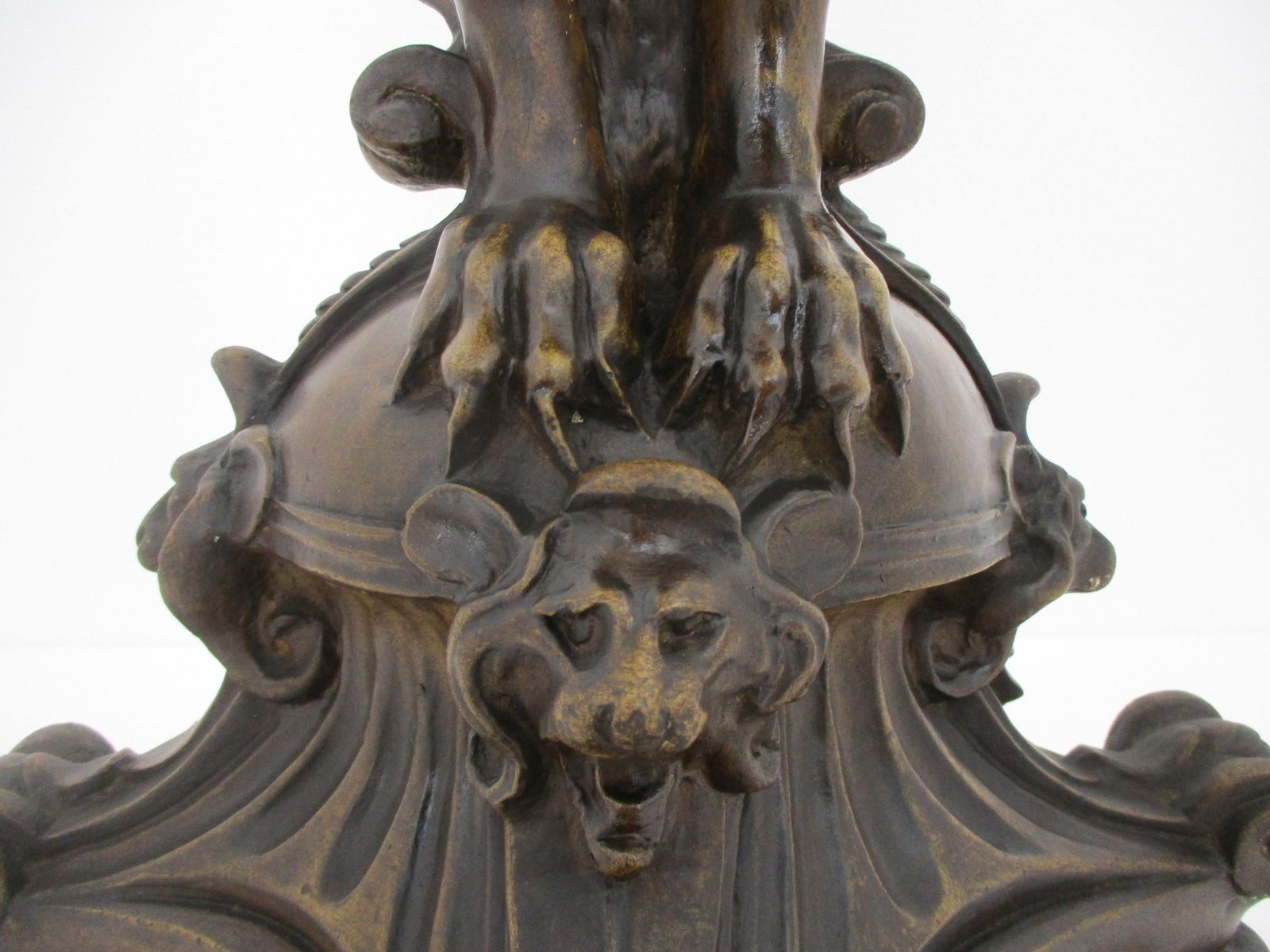 Gothic Large Exceptional Antique Plaster Doré Base Pedestal For Statue  Lion He photo furniture
