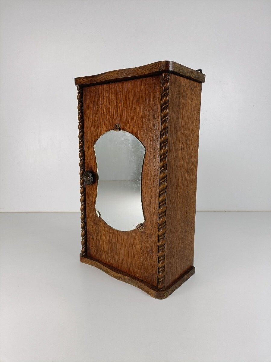 Magnificent Apothecary Medicine Cabinet Antique Wood Barley Twist Kitchen Bathro photo for sale