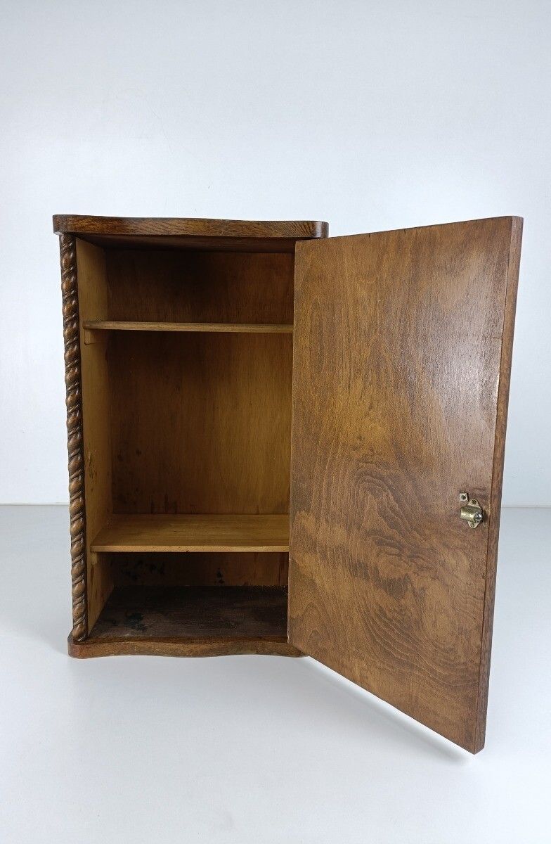 Magnificent Apothecary Medicine Cabinet Antique Wood Barley Twist Kitchen Bathro photo Furniture