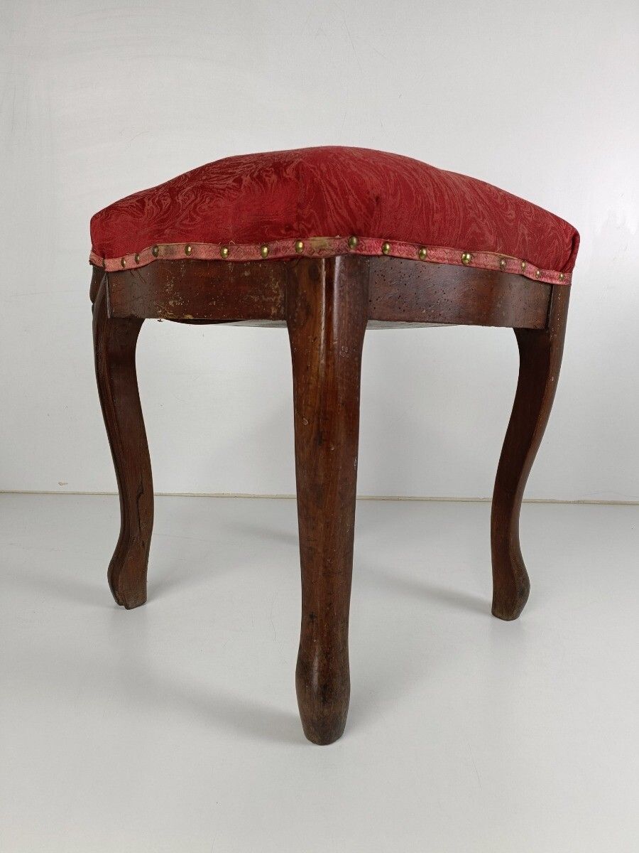 Antique Footstool Ottoman Wooden Legs Foot Rest 19th Century Louis XV Style photo Furniture