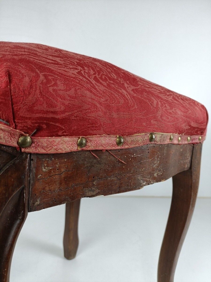 Antique Footstool Ottoman Wooden Legs Foot Rest 19th Century Louis XV Style photo vintage