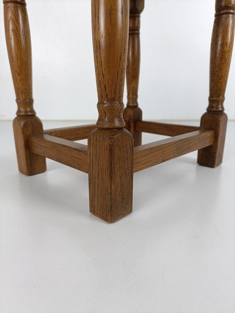 Side Occasional Small Wine Table Pedestal Barn Style Wood Vintage 70s photo buy