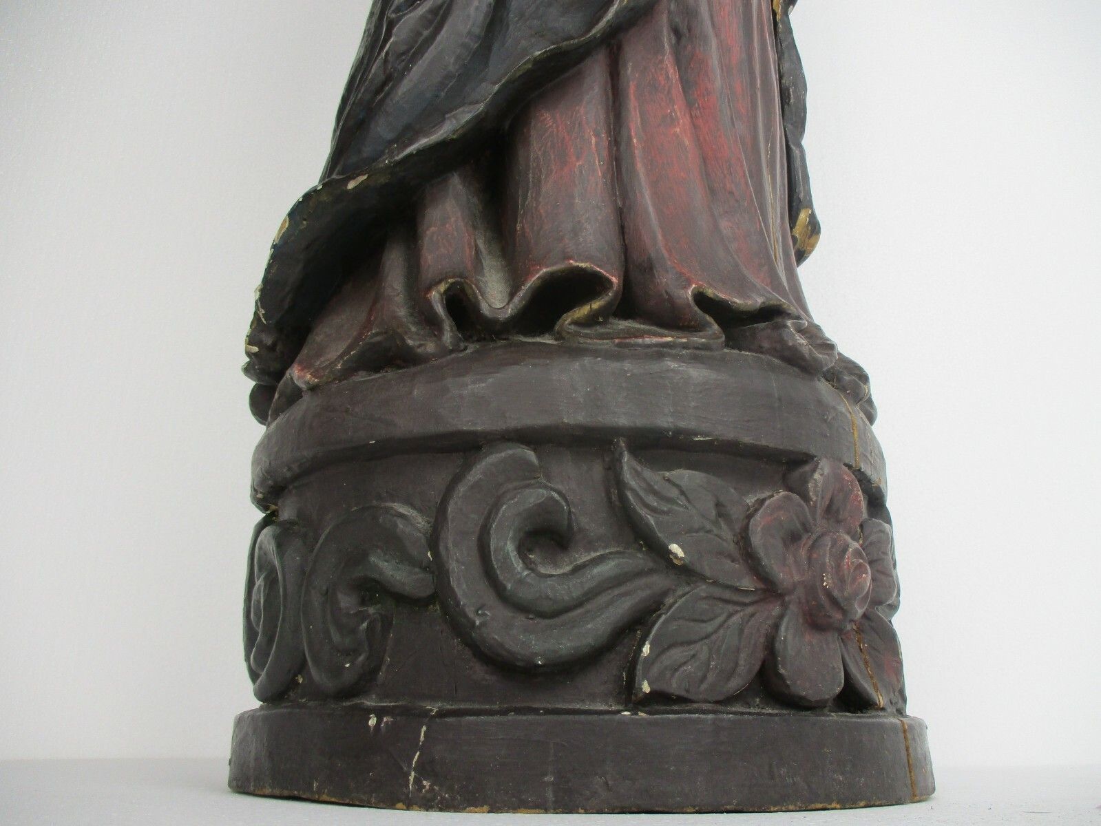 Antique Statue Virgin Mary Our Lady Madonna Infant Child 19th Century Wood Wow photo vintage