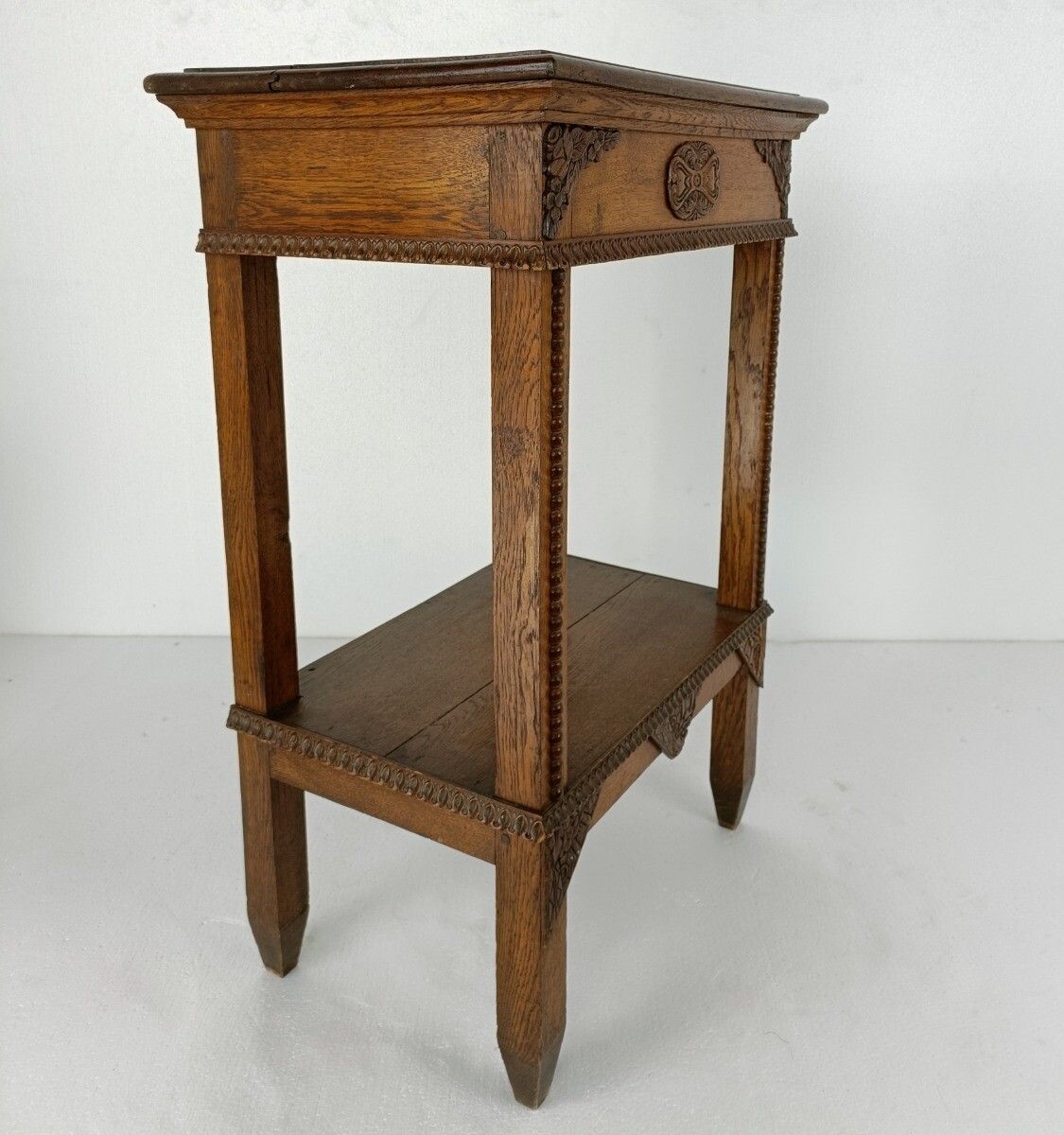 Antique Side Occasional Table Two Tier Hobnails Rare Gorgeous France photo 647.0