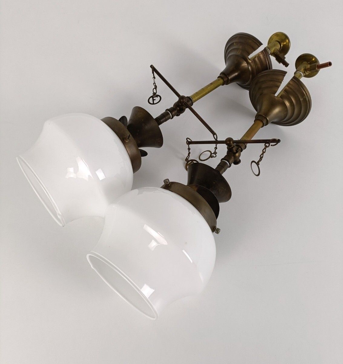 photo furniture Couple Of Gass Pendants Sconces Antique Glass Shades Very Rare
