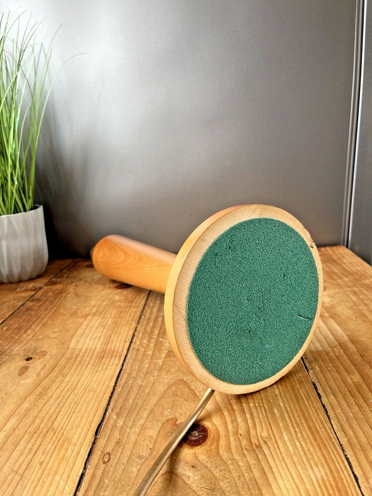 photo for sale Mid Century 70's Modernist Art Deco Style Wood Beehive Table Desk Lamp Base
