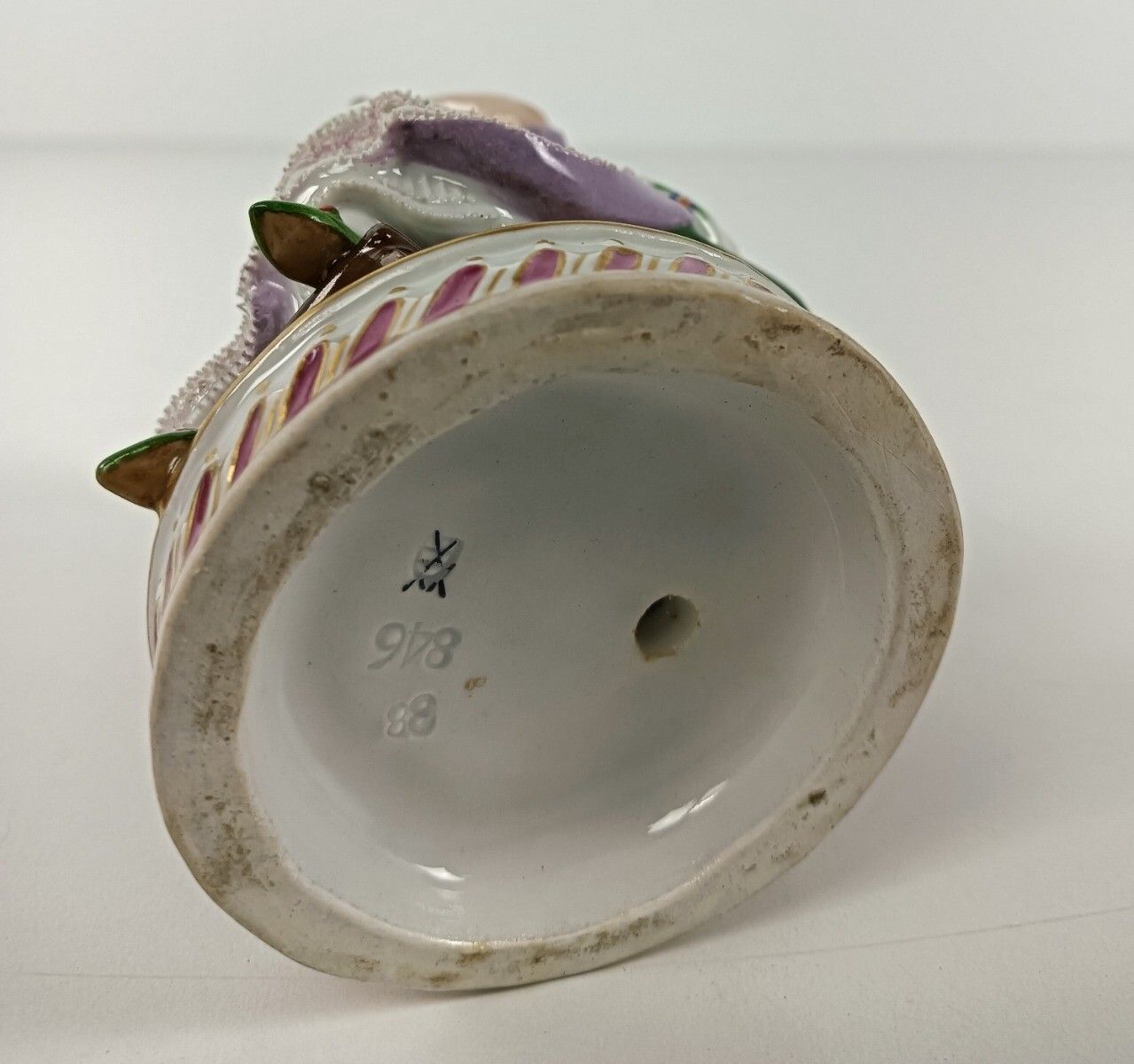 photo for sale Antique 18th Century Meissen Figurine Porcelain Attributed By Acier Lady With Do
