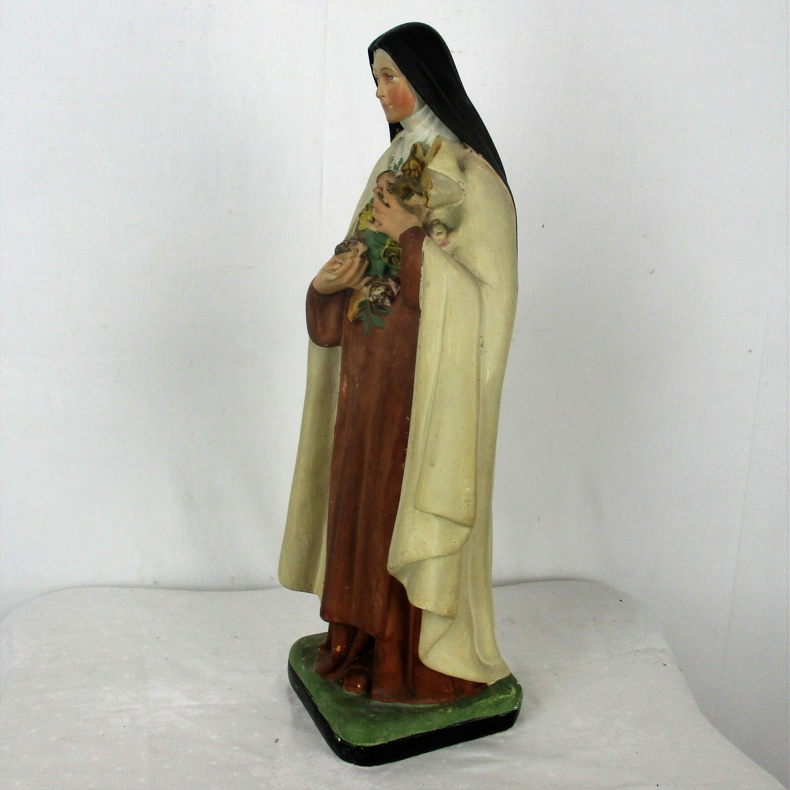 Large  Statue Plaster St Therese Lisieux Little Flower Of Jesus  Chapel 21.65" photo vinterior