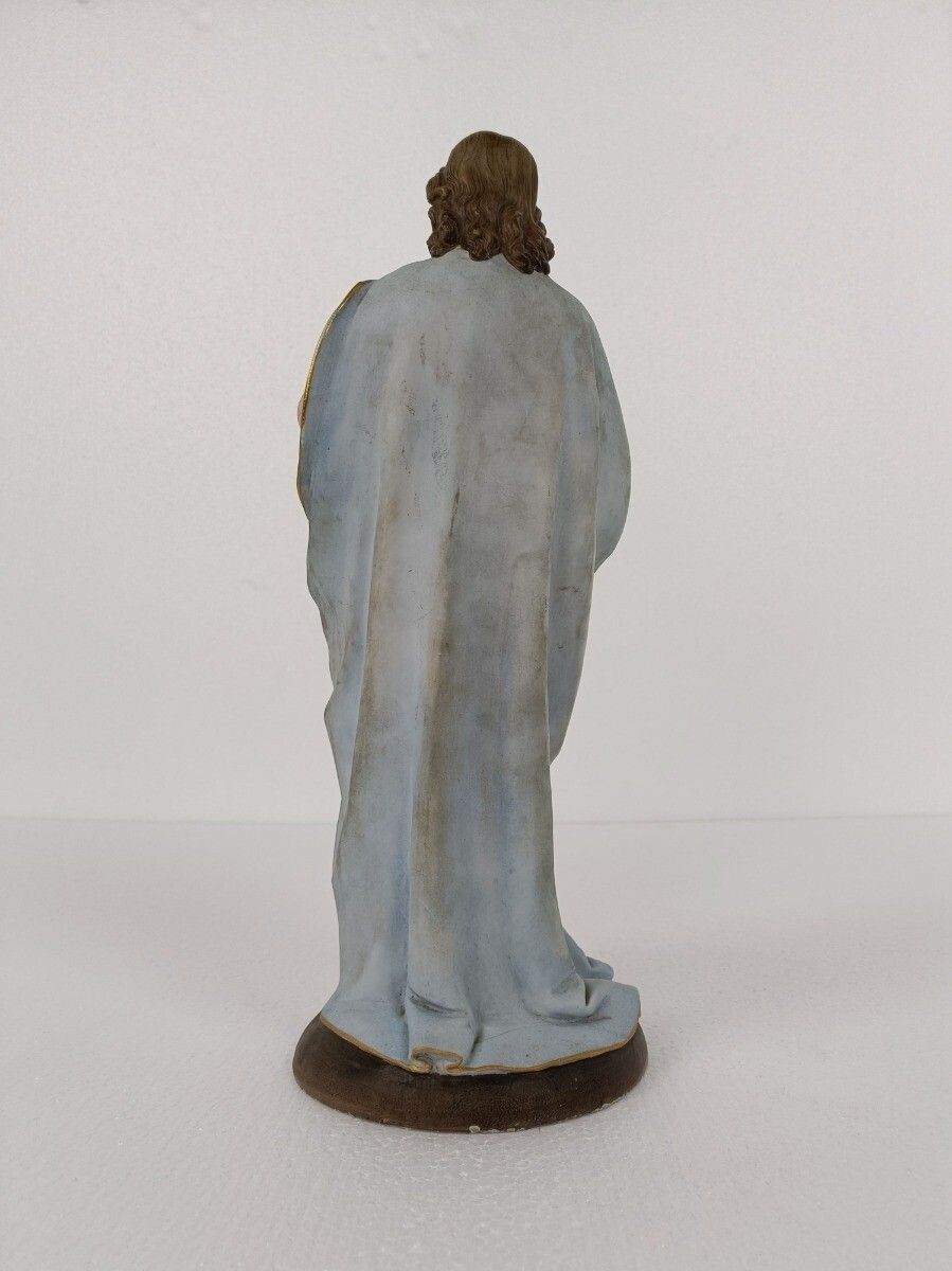 Antique  Statue Bisque Porcelain Jesus Christ Saviour Holy Sacred Heart photo Art