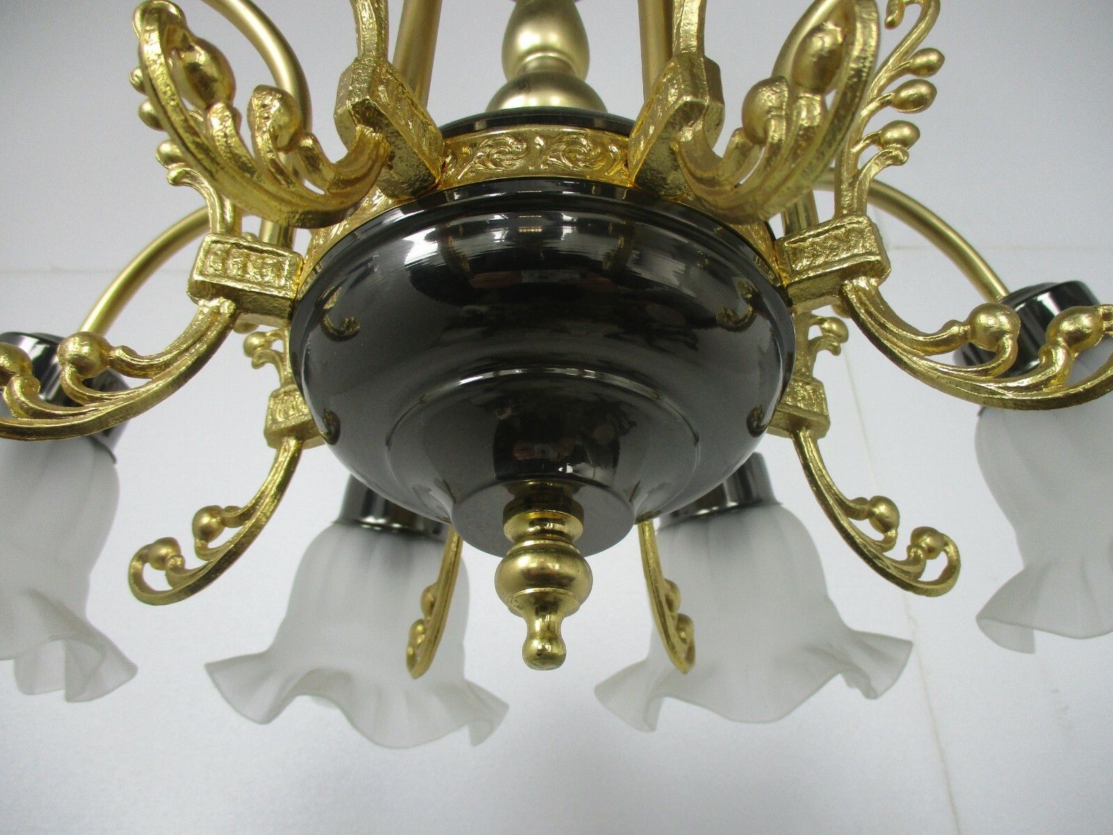 photo furniture 8 Arm Lights Chandelier Revival French Empire Style Brass Tulip Shades Lovely