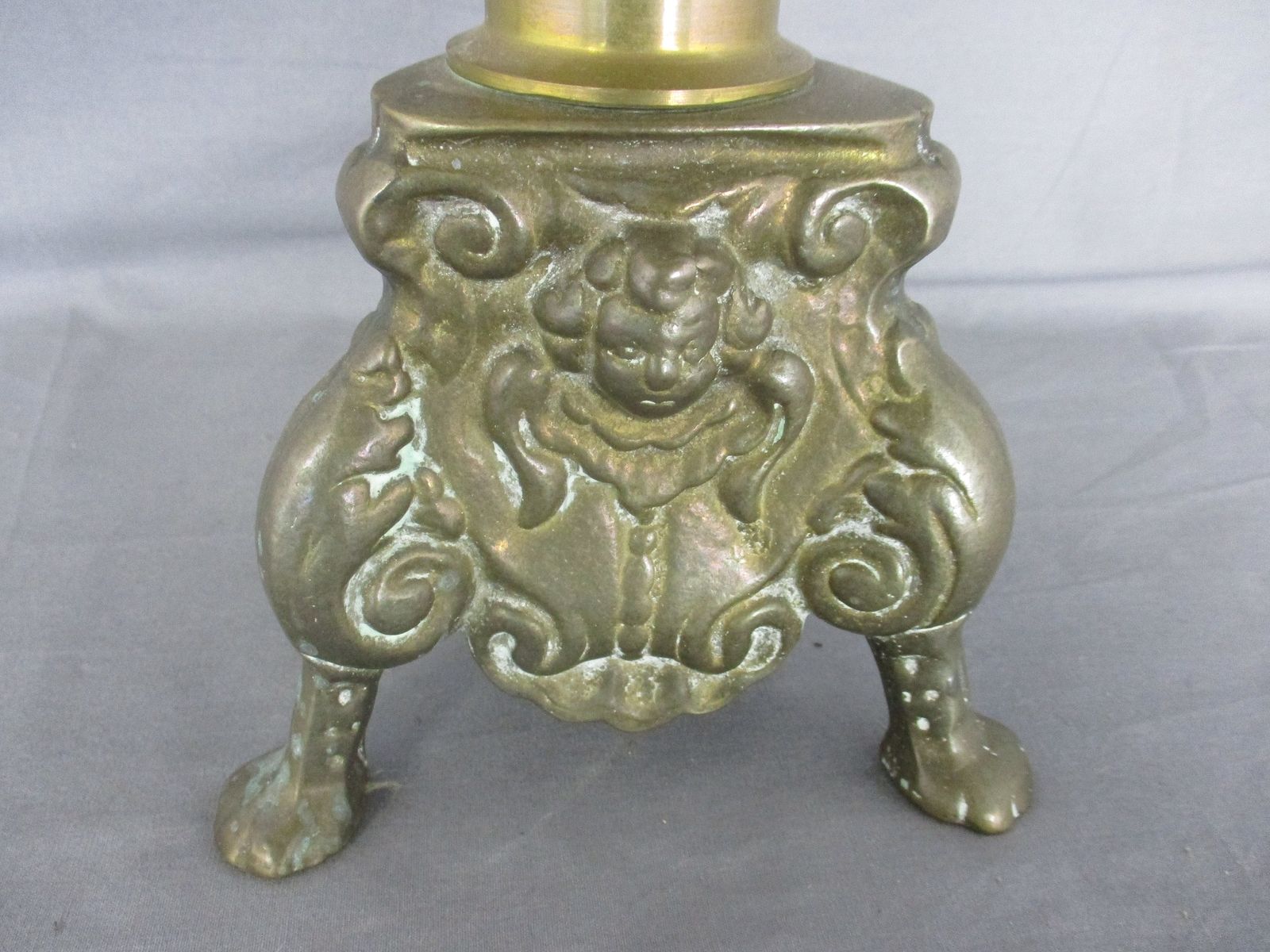 Antique Candle Holder Candle Stick Church  Chapel Altar Monastery Brass Gothic L photo for sale