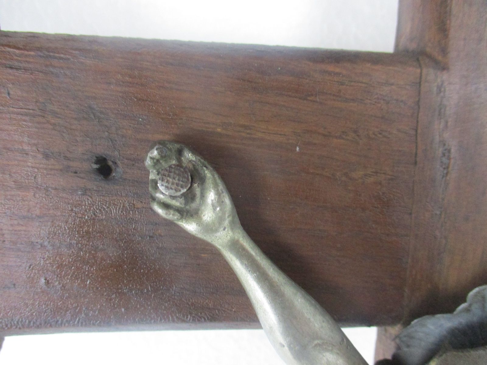 Xxl Hand Carved Wood  Hanging Crucifix Cross Jesus Christ Faux Brass Spelter  Co photo Art