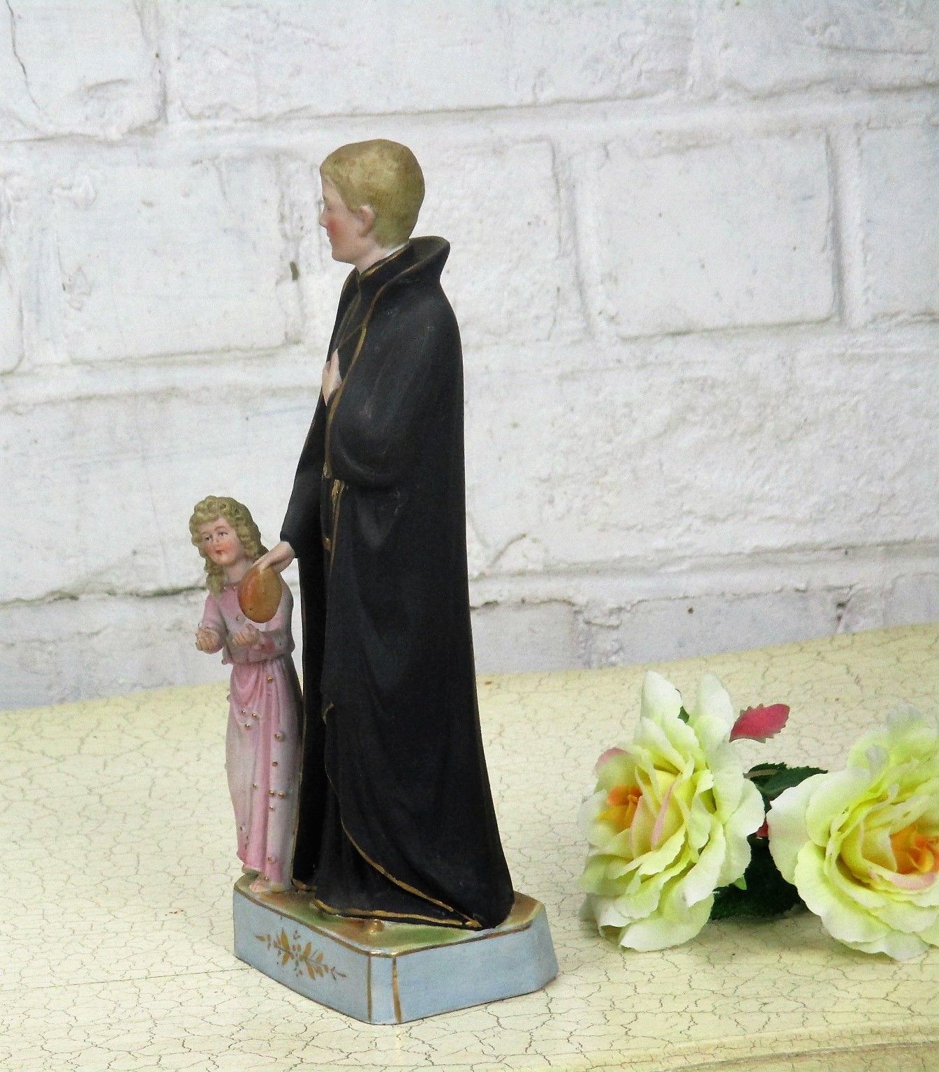 Statue Saint Gerard Majella Infant Jesus Bun Patron Fertility Bisque 9.44" photo 93.0
