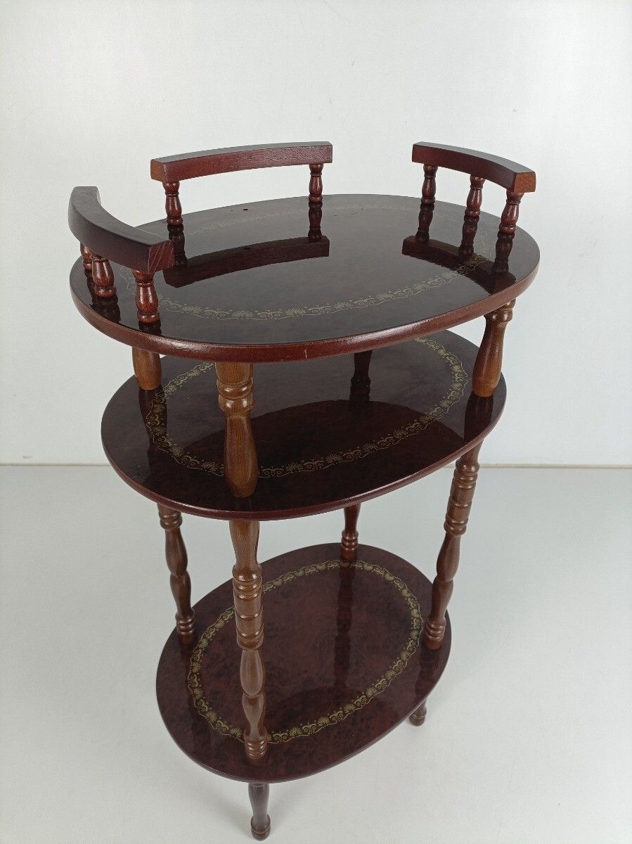 Pedestal Display Side Table Plant Stand Italian Wood Vintage Display Etagère 3 photo furniture