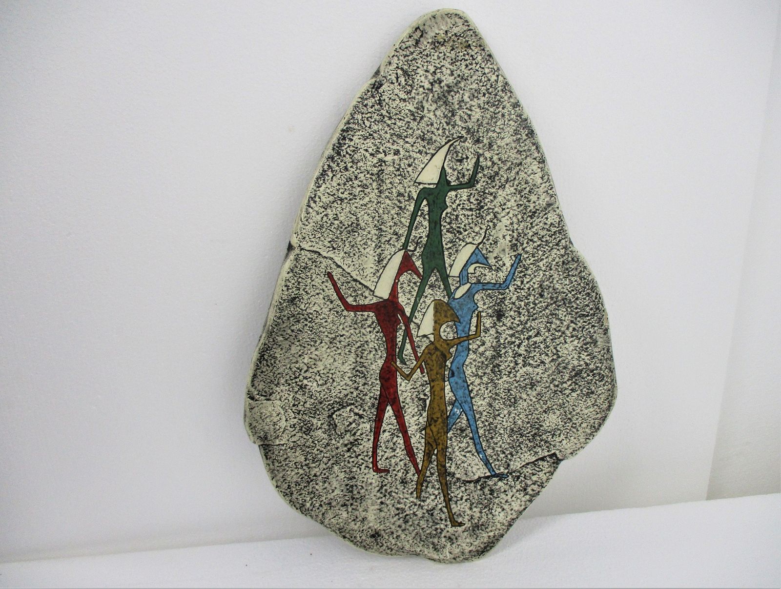 Egyptian Wall Hanging Stoneware Cave Painting Masked Priestesses Holy Ibis photo furniture