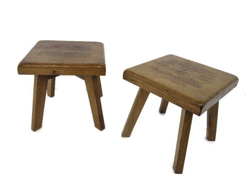 Square! Milk Milking Stool Farmhouse Country Barn Style Side Display Table Pedes photo furniture
