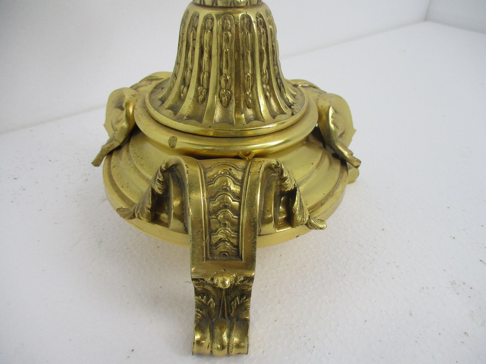 Glorious Embossed Brass Ornate Candle Holder Candelabra 4 Arm Centerpiece Cherub photo for sale