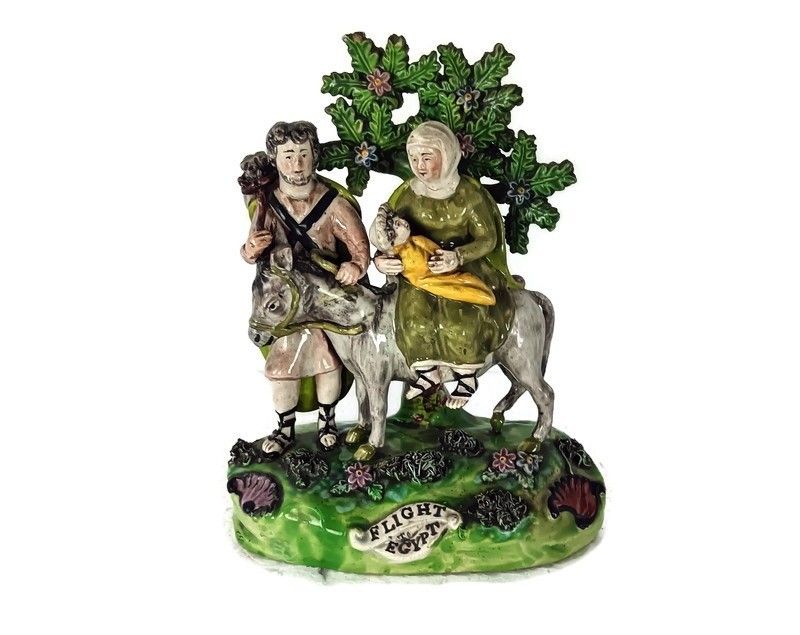 Flight To Egypt Pearlware Bocage Figurine Walton  Staffordshire Pottery Antique