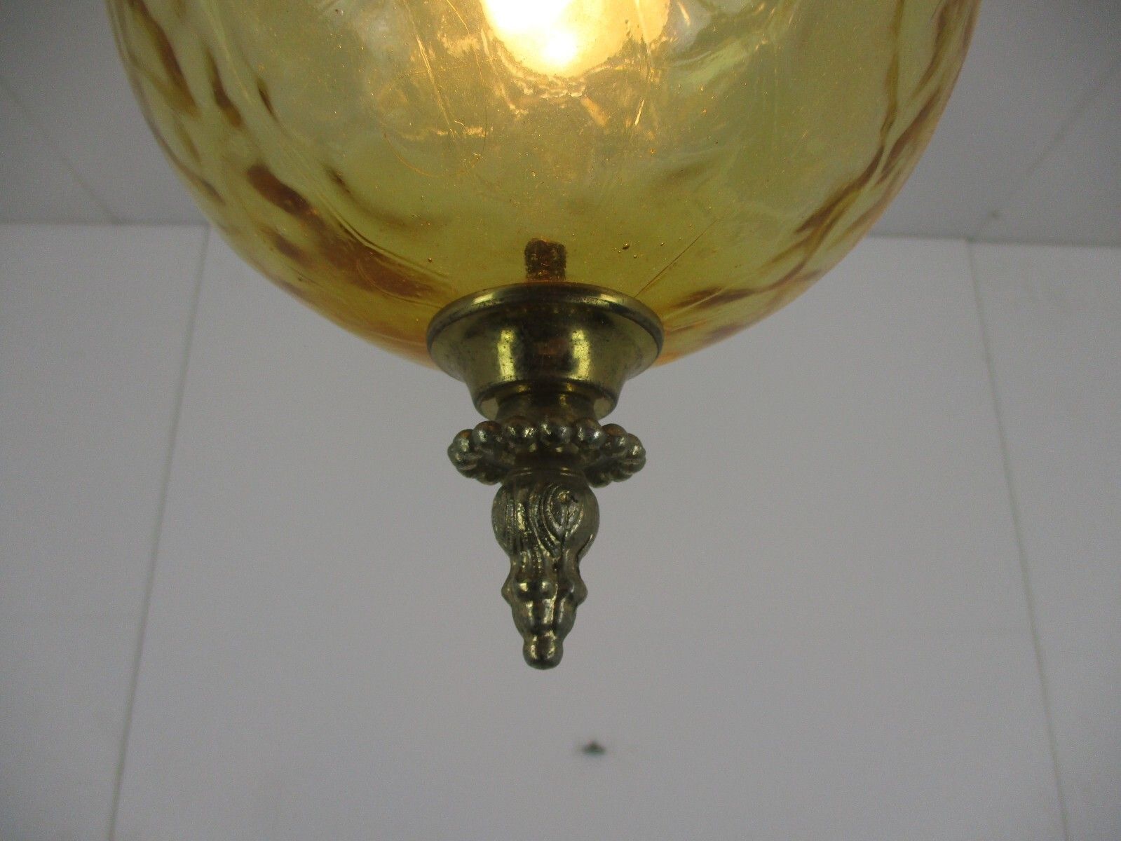 Chandelier Pendant Light Amber Glass Ball Mid Century Modern Modernist photo Lighting