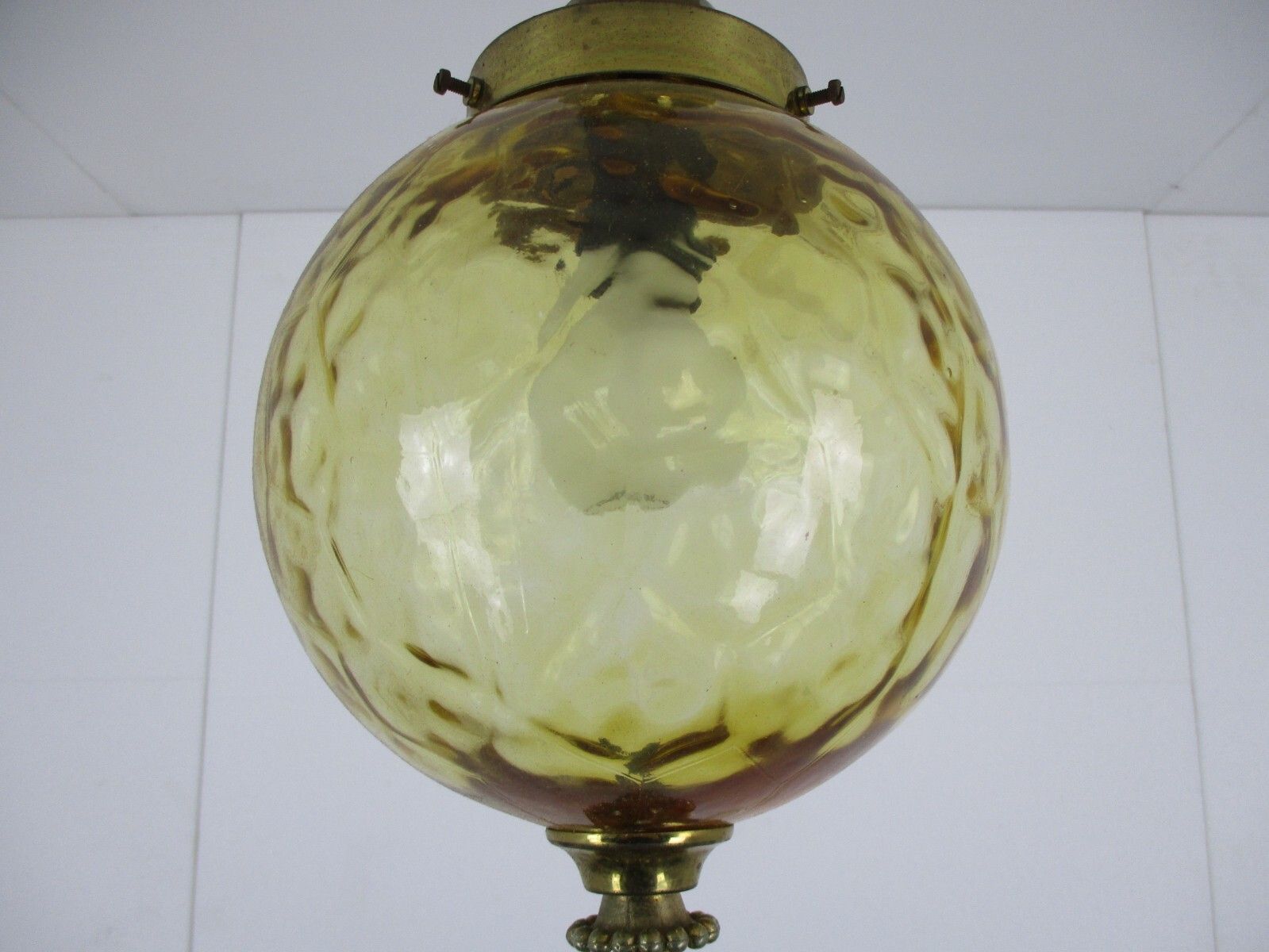 Chandelier Pendant Light Amber Glass Ball Mid Century Modern Modernist photo 223.0
