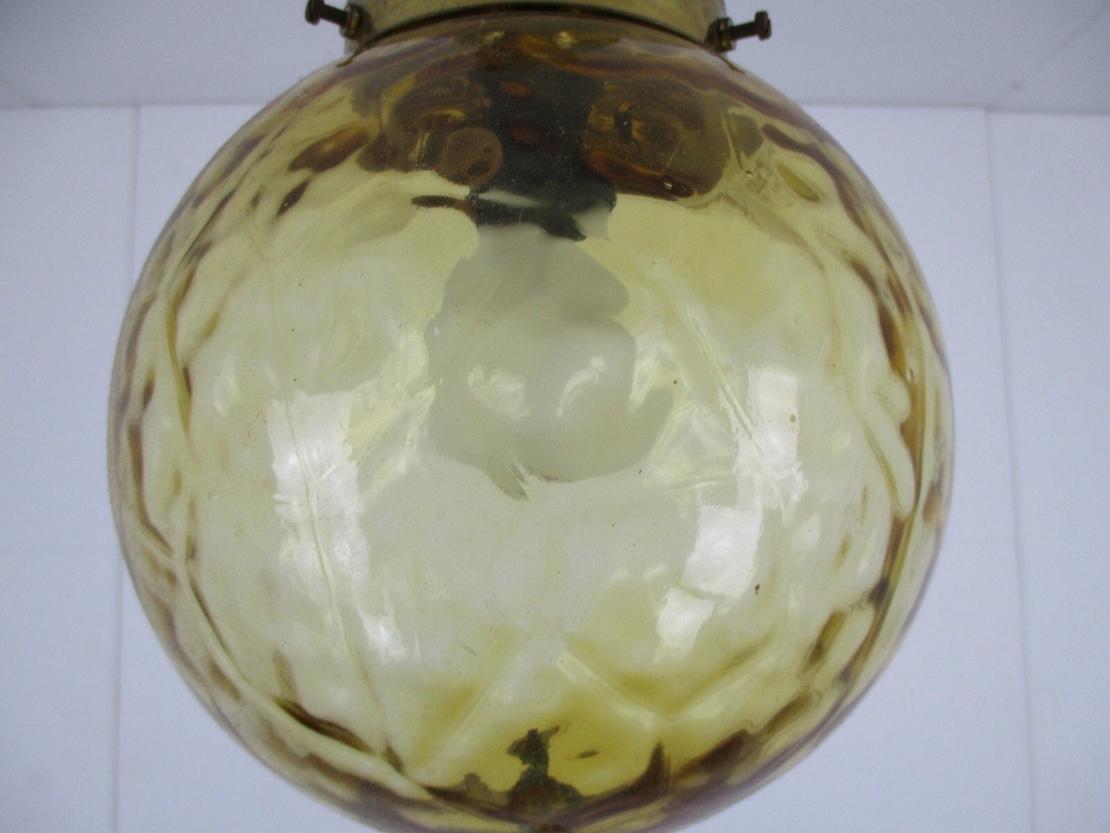 Chandelier Pendant Light Amber Glass Ball Mid Century Modern Modernist photo vinterior