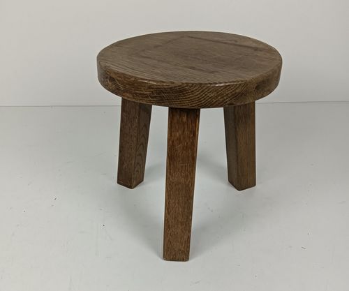 Carved Wood Milking Stool Pedestal Table Pedestal Vintage Small Side Table Barn photo for sale