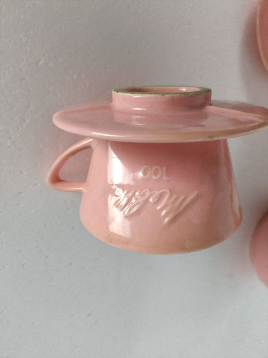 Set Antique Pink Porcelain Melitta Art Deco Teapot Coffee Pot Filters photo for sale