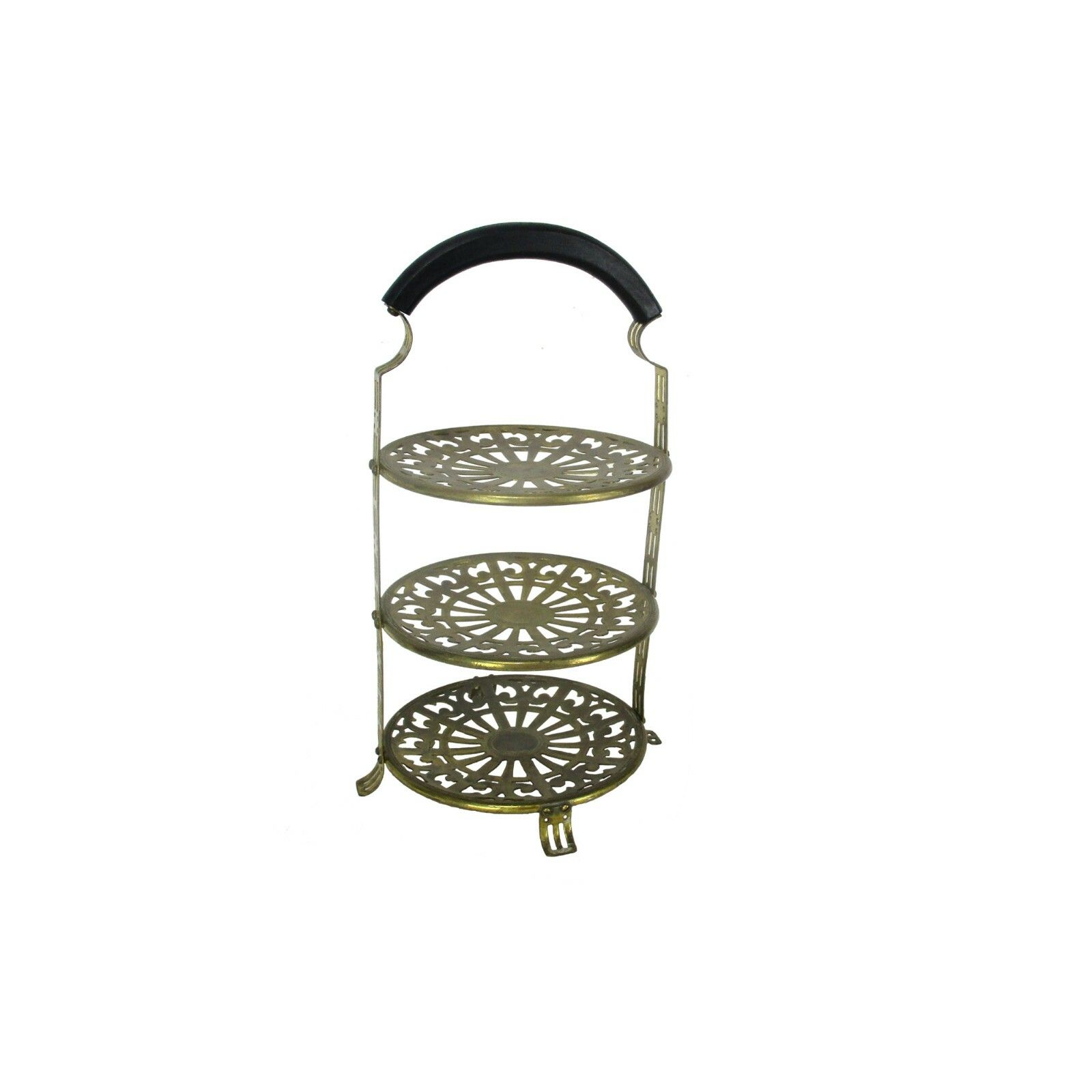 Art Nouveau 3 Tier Wedding Cake Stand Manning Quality Bowman Meriden Brass Wow photo vinterior