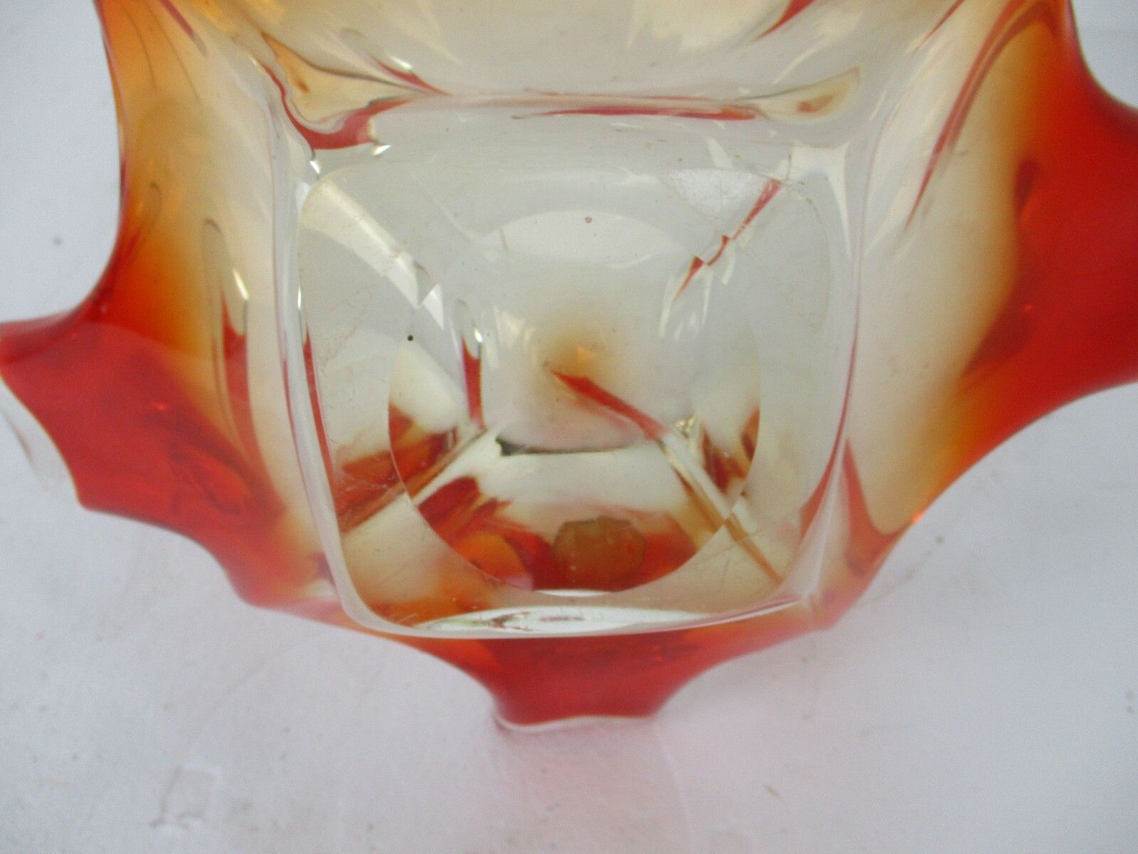 Art Glass Cranberry Red Clear Bowl Dish Centerpiece Basket Val Saint Lambert photo buy