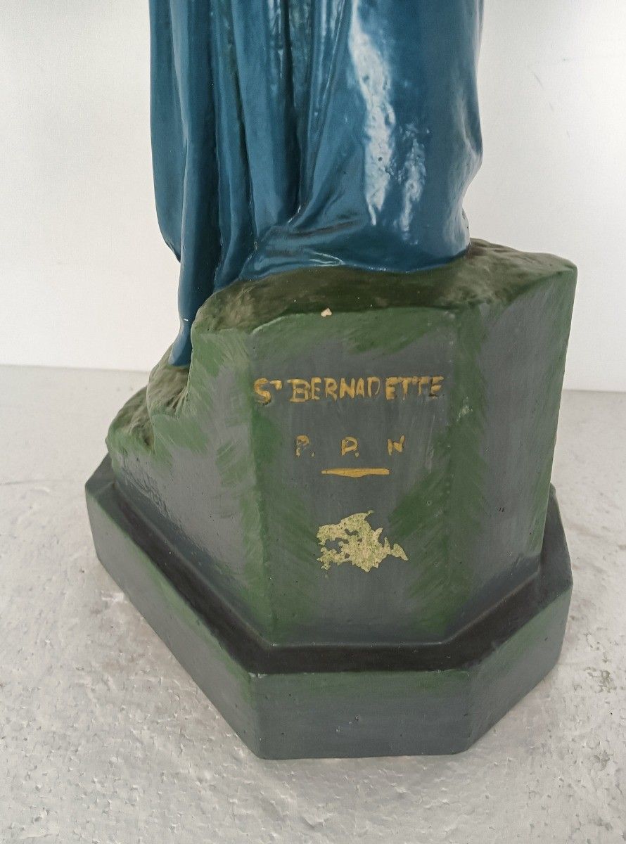 Large Statue Plaster St Bernadette Soubirous Plaster Polychrome Lourdes Vintage photo 162.0