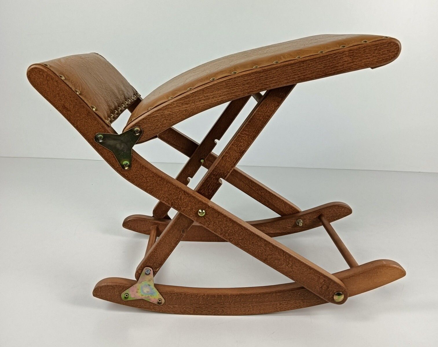 Foldable Special Adjustable  Foot Stool Rest Ottoman Wood Faux Leather Funky photo buy