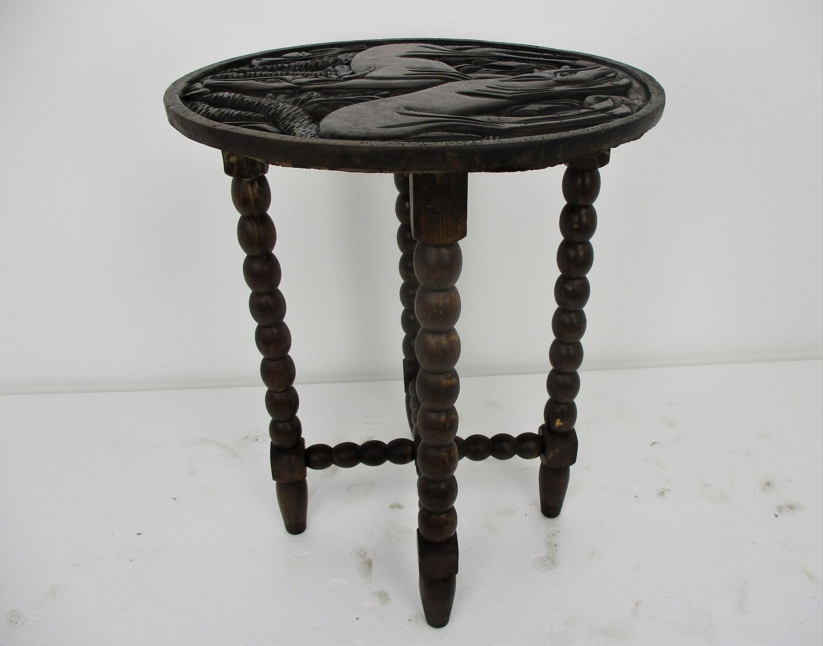 Ornate Hand Carved Wooden Table Deer Mountain Goats Coffee Side Table Wow photo buy