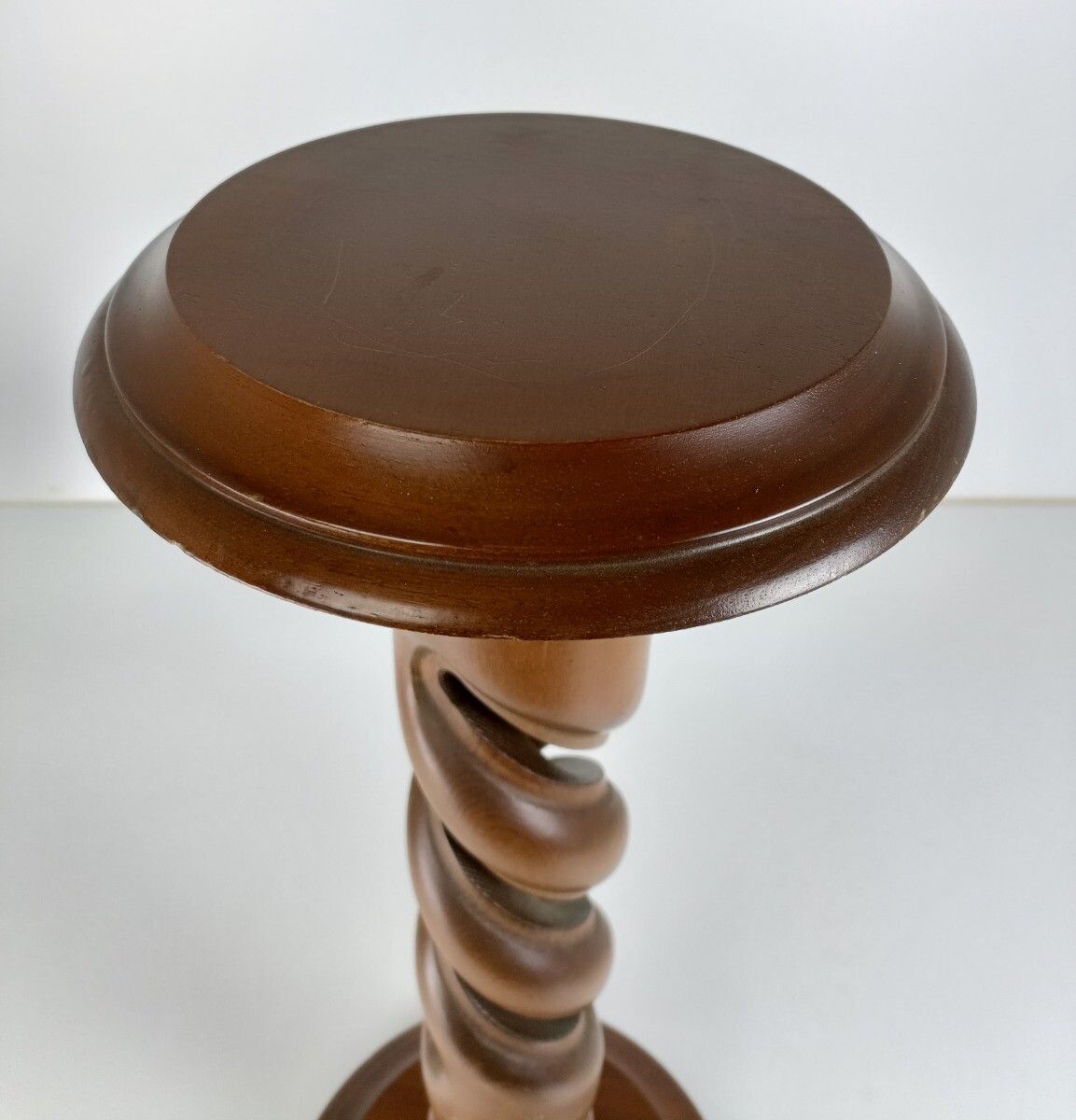 Open Barley Twist Wooden  Side Wine Display Table Pedestal Plant Bonsai Flower S photo vinterior