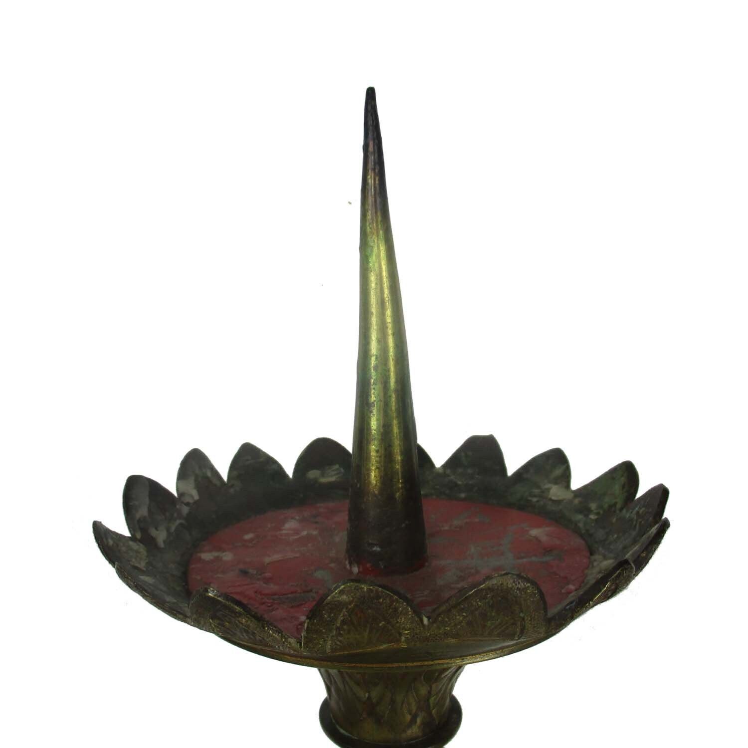 Large Antique Candle Holder Candlestick Church Altar Monastery Brass Twisted Ste photo Home Decor