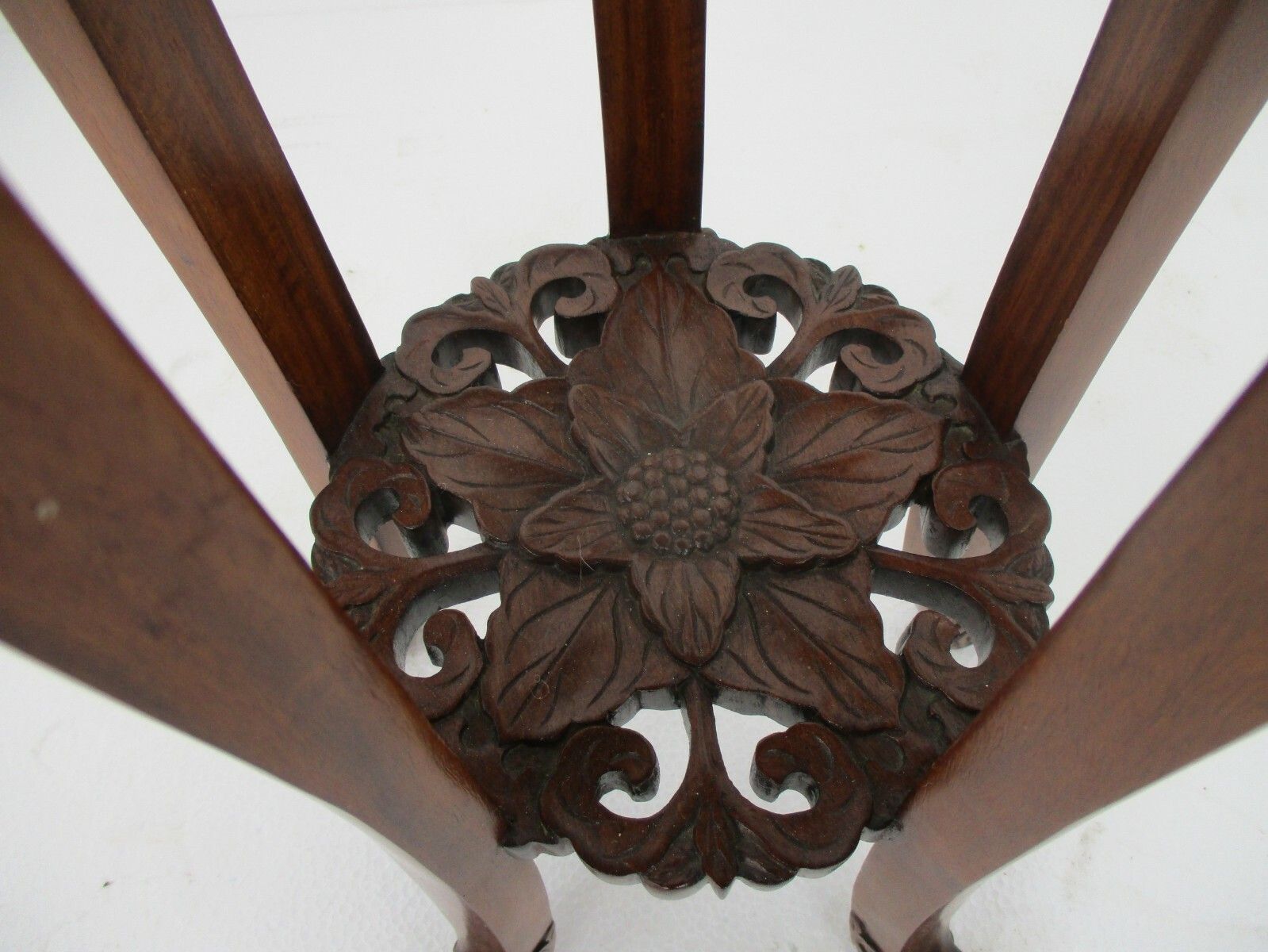 Hand Carved Red Wood Chinese Marble Top Hall Console Table Pedestal Small Lovely photo for sale