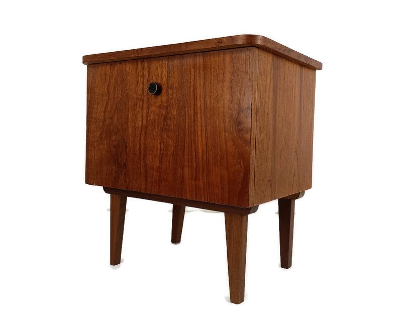 Vintage Nightstand End Table Mid Century Modern Wood Night Stand Cabinet Bedroom