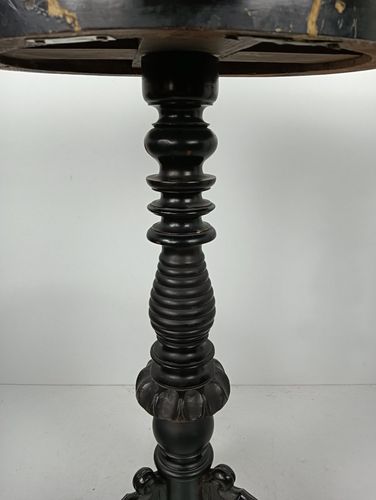 Vintage Carved Wooden Stool Pedestal Plant Stand Side Table On Wheels Very Speci photo Furniture
