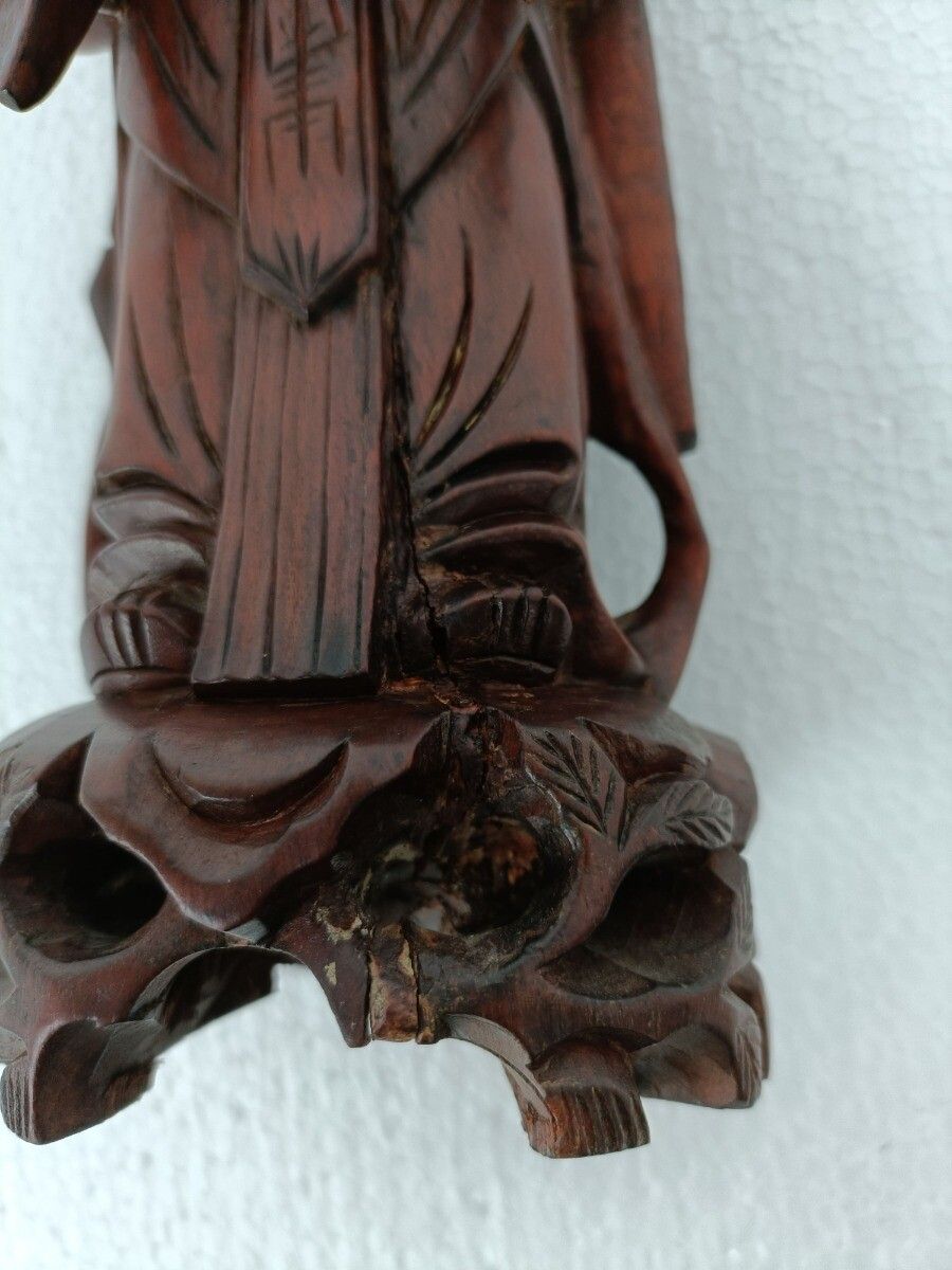 Chinese Rosewood Hand Carved Wooden Figurine Sculpture Wise Old Man photo buy