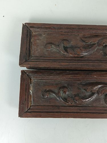 Pair Of Wooden Ornate Reclaimed Cabinet Drawer Panels Figurine Heads Gothic Styl photo furniture