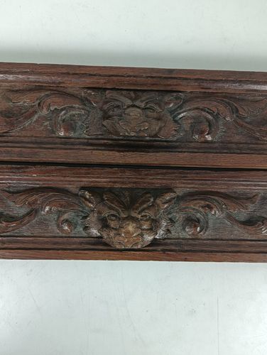 Pair Of Wooden Ornate Reclaimed Cabinet Drawer Panels Figurine Heads Gothic Styl photo Home Decor