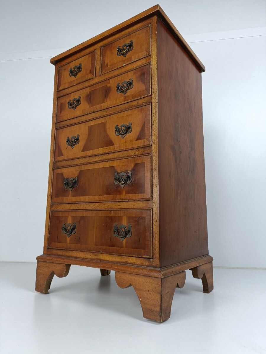 Chest Of Drawers Archive  Cabinet Hallway End Table Nightstand Carved Wood Inlay photo vintage