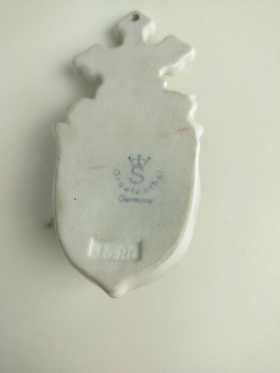 Antique Small Miniature Holy Water Font Vessel  Bisque Porcelain  White Marked G photo vintage
