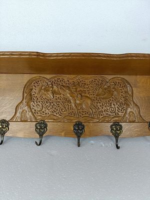 Coat Rack Hat Rack Kitchen Rack Deer, French Oak, Hand Carved, Ornate, Xl, Hallw photo 384.0
