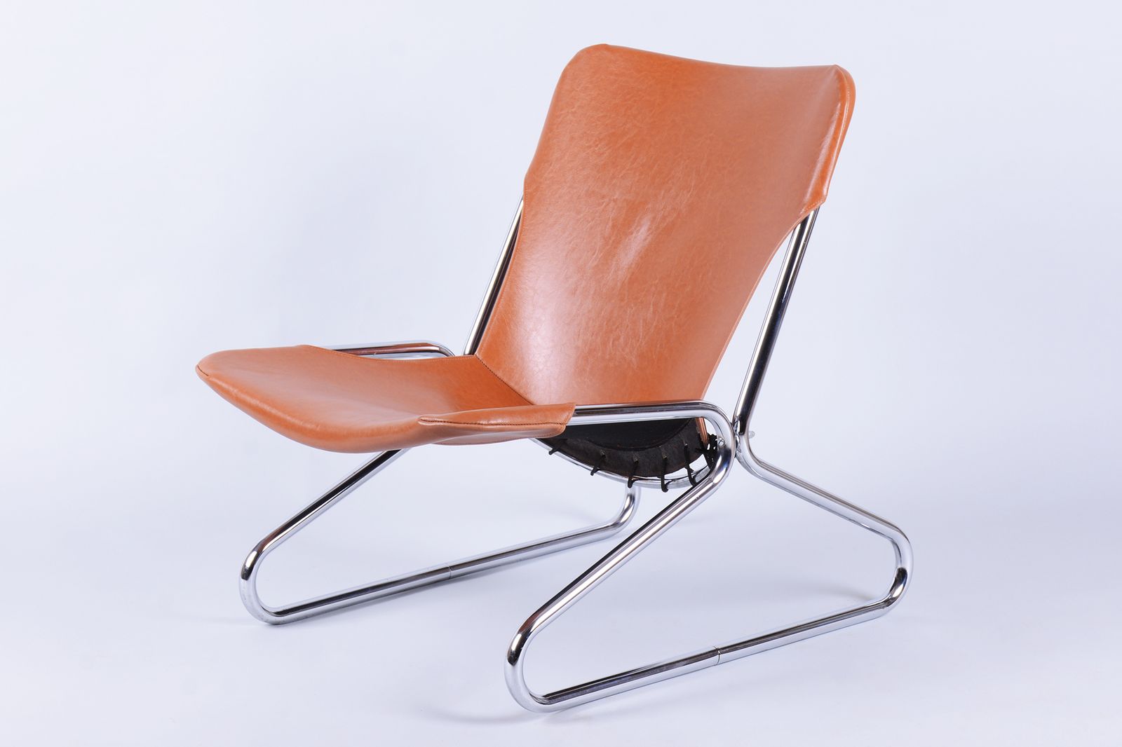 Restored Bauhaus Armchair, By Lusch And Co West, Chrome, Leather, Germany, 1970s