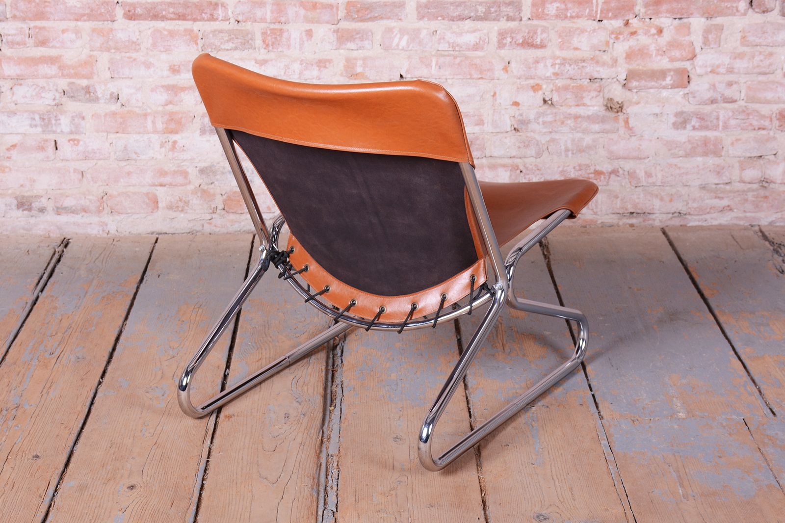 Restored Bauhaus Armchair, By Lusch And Co West, Chrome, Leather, Germany, 1970s photo 1000.0