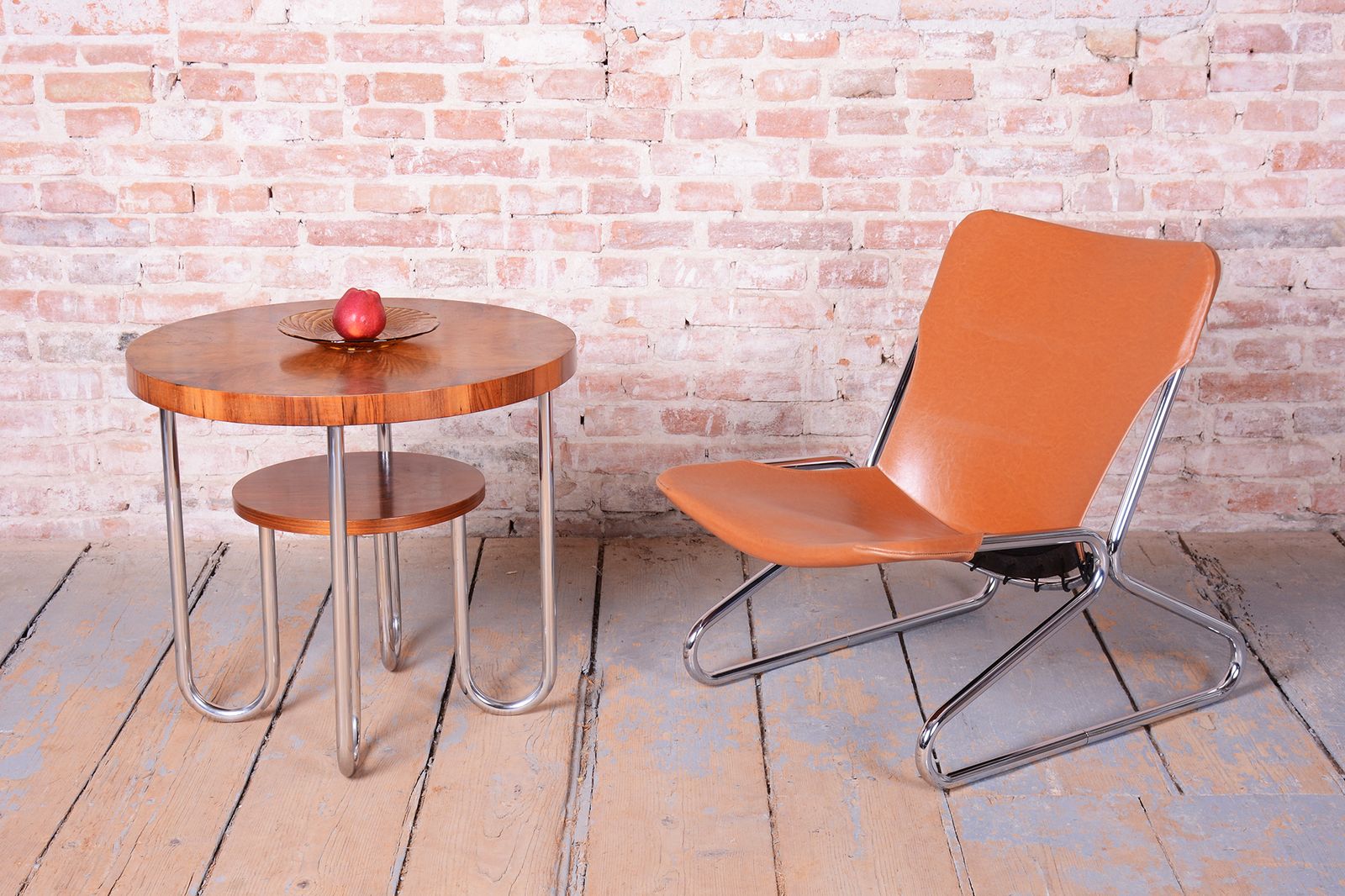 photo for sale Restored Bauhaus Armchair, By Lusch And Co West, Chrome, Leather, Germany, 1970s